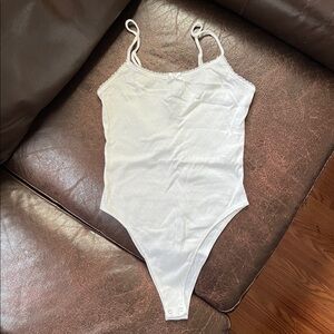 White Eyelet Bow Bodysuit